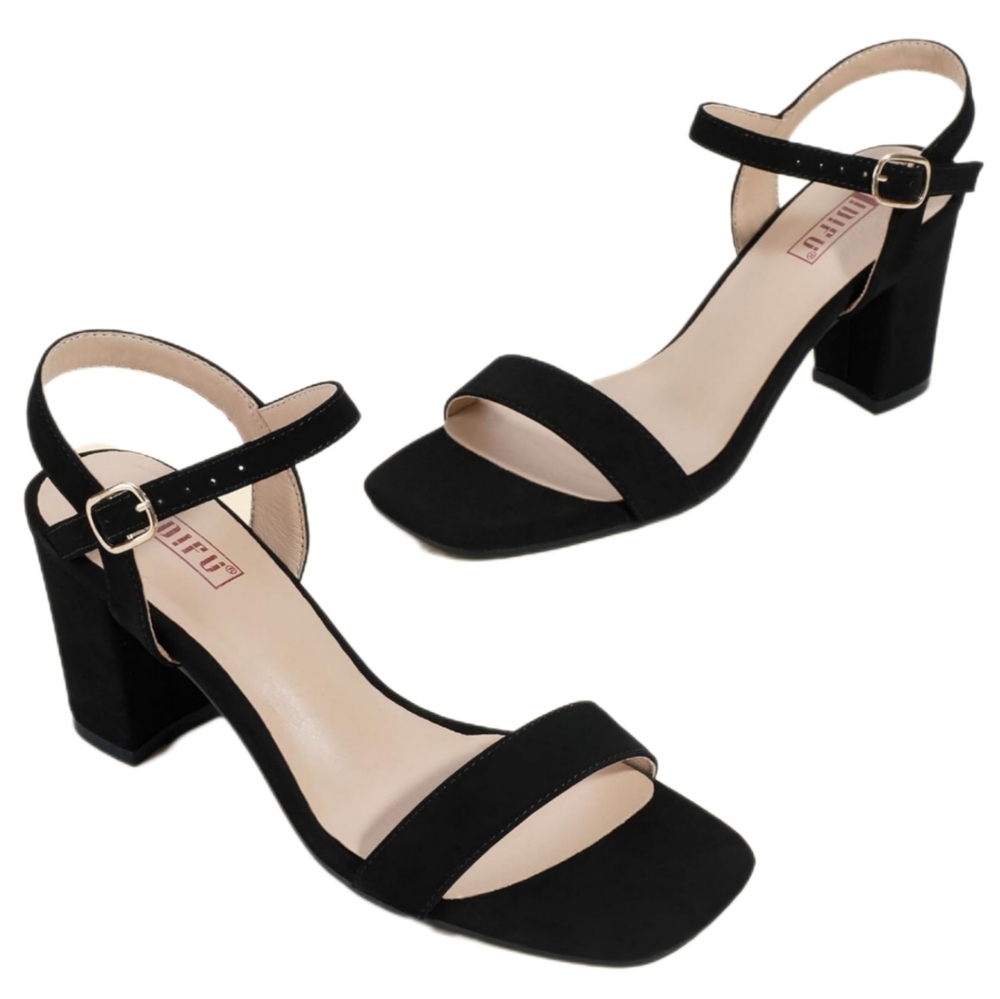 Elegant Black Block Heel Sandals